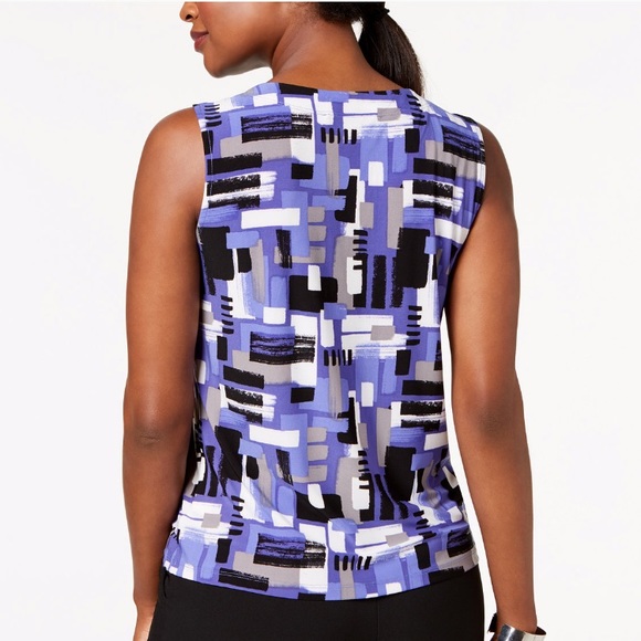 NWT: Kasper printed pleated shell top - Picture 2 of 3